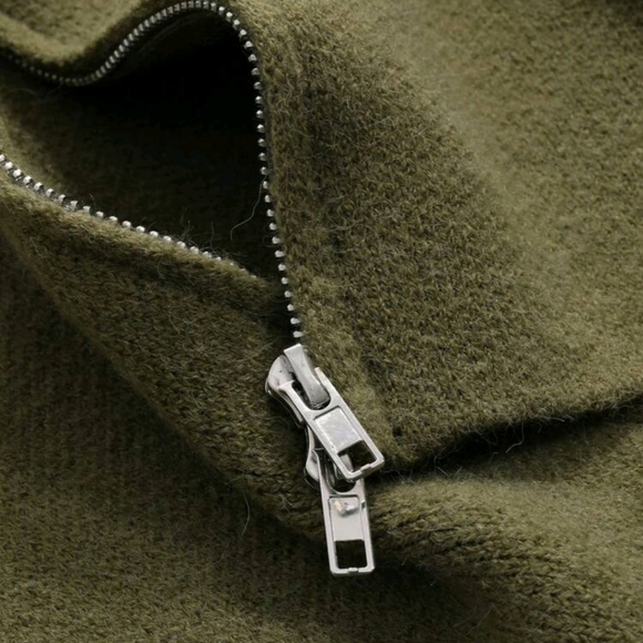 Zippered Standing Collar Cardigan - Picture 2 of 5